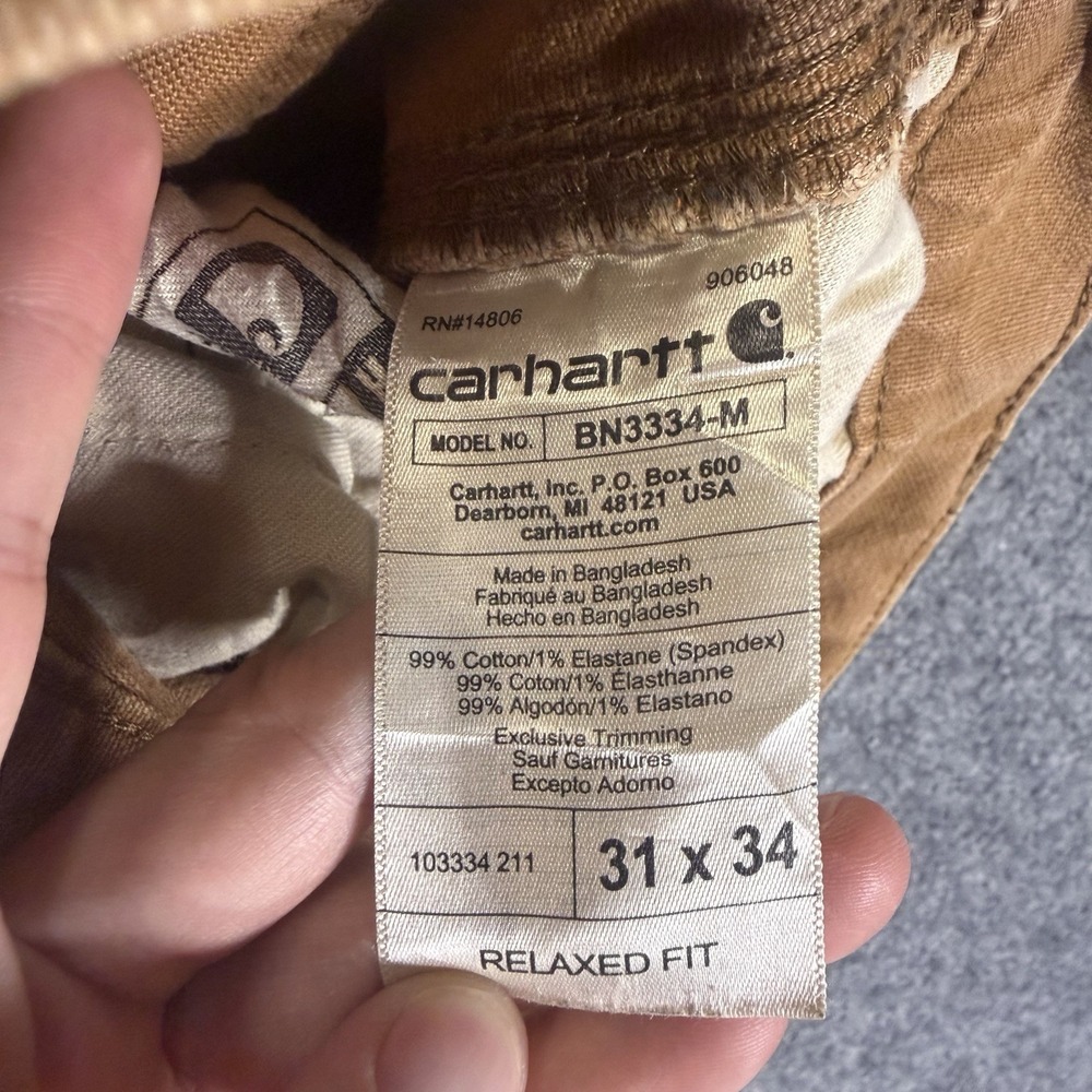 Carhartt Dungaree Pants Men 31x34 Brown Double Knee Canvas Utility Carpenter - Picture 3 of 16